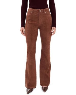 GOOD AMERICAN Suede Good Legs Flare Pants - Red