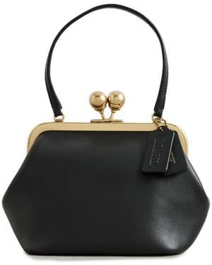 COACH Glovetanned Leather Kisslock Frame Bag - Black