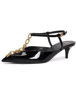 Balmain Sync Chain Kitten Slingbacks - Black