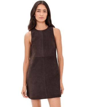 Theory Sleeveless Suede Shift Dress - Brown