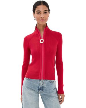 JW Anderson Fitted Zip Up Cardigan - Red
