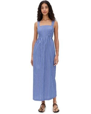 Stateside Poplin Stripe Open Back Midi Dress - Blue