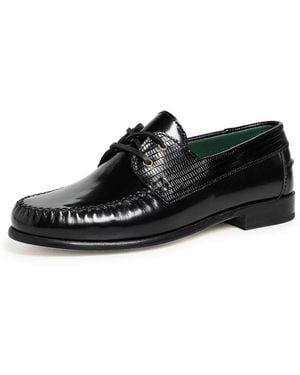 VINNY'S Millo Two-Tone Lace Up Boat Shoes - Black