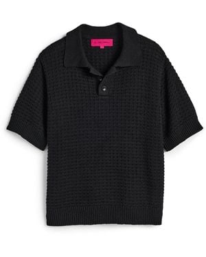 The Elder Statesman Nora Lite Check Polo - Black