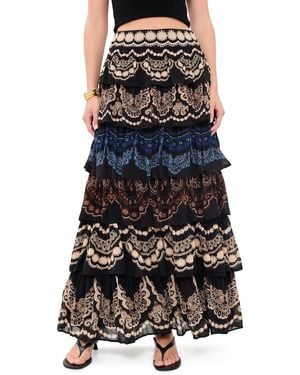 FARM Rio Nicole Ruffled Maxi Skirt - Black