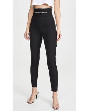 Alexander Wang Logo Waist Wool Twill Leggings - Black
