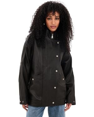 Anine Bing Sandy Lambskin Leather Jacket - Black