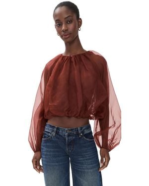 FRAME The Sheer Balloon Blouse - Red