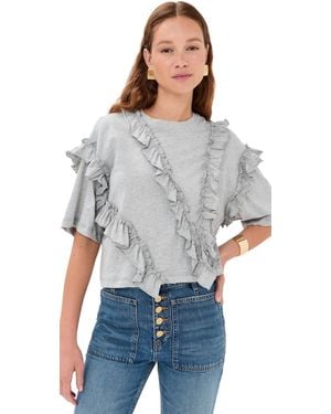 Ulla Johnson Sydney Short Sleeve Ruffle Tee - Multicolour