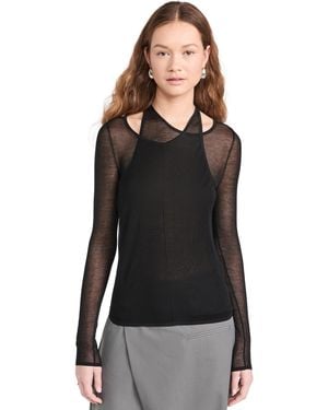 St. Agni Semi Sheer Loop Top - Black