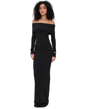 ÉTERNE Long Sleeve Off Shoulder Maxi Dress - Black
