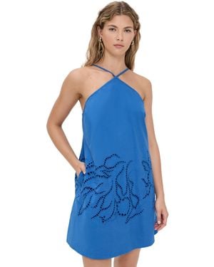 MINKPINK Darla Broderie Mini Dress - Blue