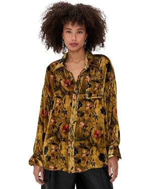 R13 Drop Neck Velvet Shirt - Multicolor