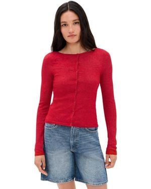 Peachy Den Claudine Cardigan - Red