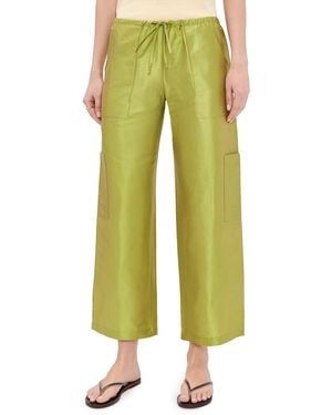 DONNI. The Silk Taffeta Drawstring Cargo Pants - Green