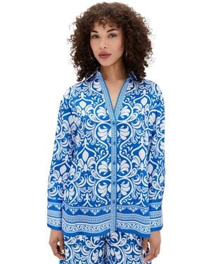 Alice + Olivia Kiva Oversized Pajama Shirt - Blue
