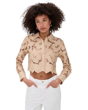 L'Agence Seychelle Cropped Button Down Shirt - Multicolor