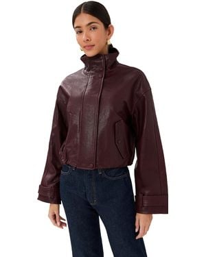 Veronica Beard Bateman Leather Jacket - Red