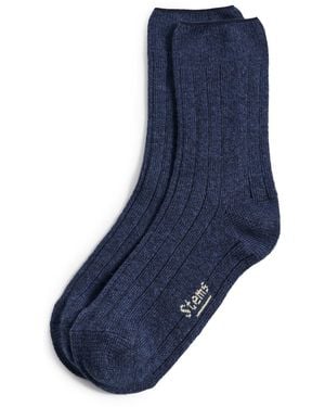 Stems Luxe Wool Crew Socks - Blue