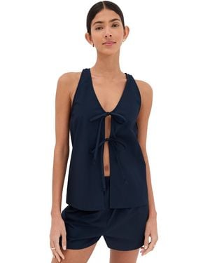 Le Bos Minnie Tie Front Top - Blue