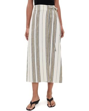 Apiece Apart Stripe Marsala Wrap Skirt - Natural