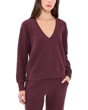 NEGATIVE Waffle Knit Deep V Pullover - Purple