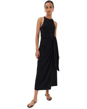 Another Tomorrow Sarong Tie Dress - Black