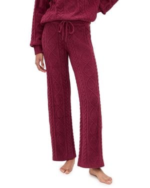 Pj Salvage Cozy Chenille Cable Knit Pants - Red
