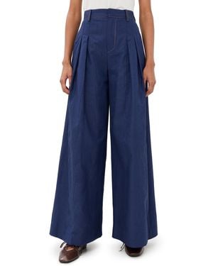 Rosie Assoulin Wide Leg Pleat Pleat Pants - Blue