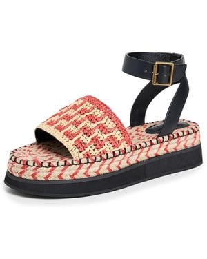 FARM Rio Crochet Flatform Espadrilles - Black