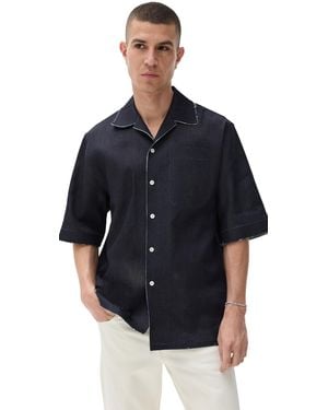 Marni Trompe L'Oeil Stretch Denim Bowling Shirt - Black
