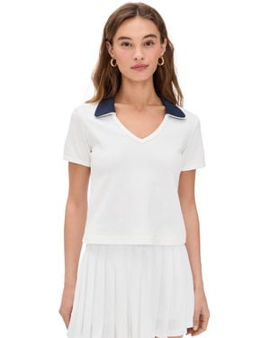 The Upside Jacobs V Neck Collared Polo - White