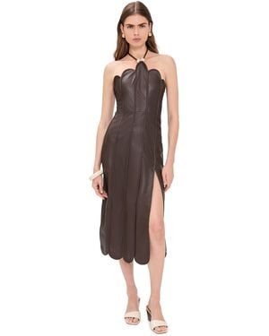 AZULU Leonor Faux Leather Dress - Brown