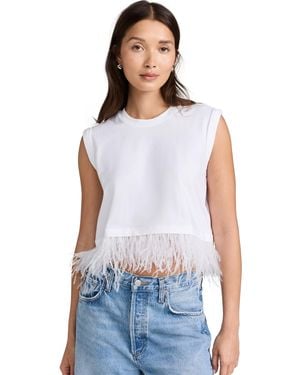 Cinq À Sept Cropped Feather Tee - White