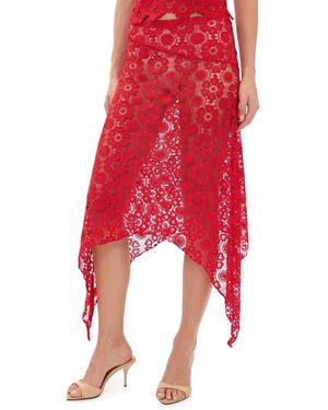 Lioness Trophy Midi Skirt - Red