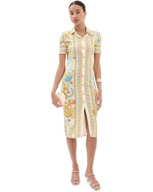 Versace Dress Underwater Barocco Foulard On Responsible Viscose Liquid Jersey Dress - Natural