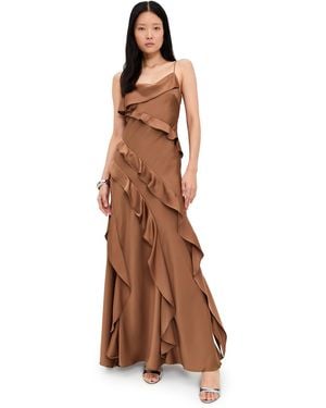 AMUR Ellen Ruffle Gown - Brown