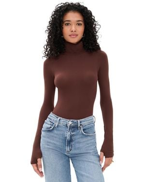 Commando Ballet Turtleneck Thong Bodysuit With Thumbholes - Red