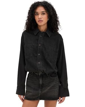 GOOD AMERICAN Denim Shirt Dress - Black