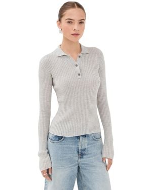 The Elder Statesman Silky Cashmere Polo - Gray