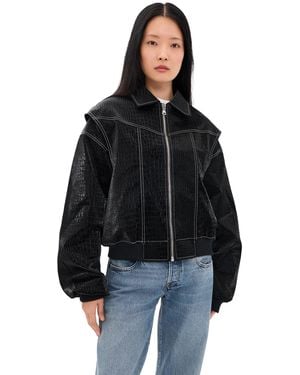 Lioness Vista Faux Leather Bomber Jacket - Black