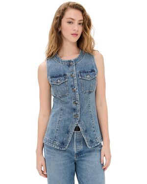 Madewell Denim High Crew Neck Vest - Blue