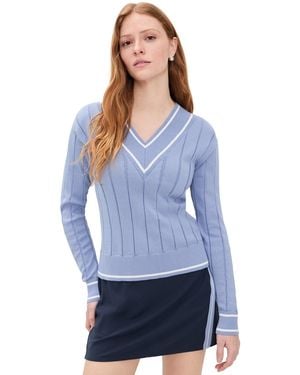 Rhone Varsity Cable Knit Sweater - Blue