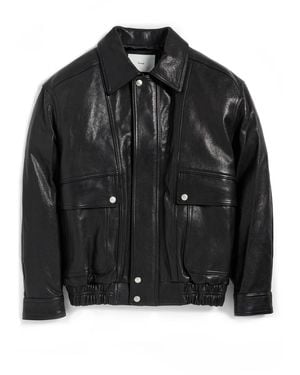 DUNST Oversized Vintage Leather Blouson Jacket - Black