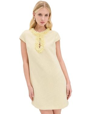 Endless Rose Tweed Mini Dress With Floral Trim - Natural