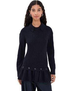 ROKH Detachable Peplum Knit Sweater - Blue
