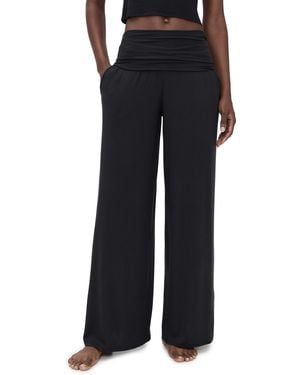 Lunya Soft Modal Rib Fold Over Pants - Black