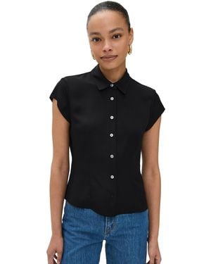 Theory Cap Sleeve Blouse - Black