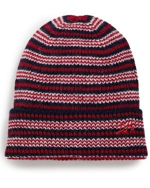 Damson Madder Striped Beanie - Red
