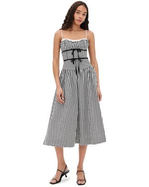 For Love & Lemons Georgia Gingham Midi Dress - Gray